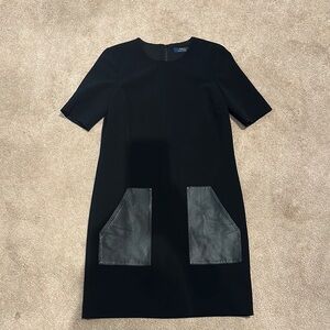 Elegant Black Dress with Leather Accents